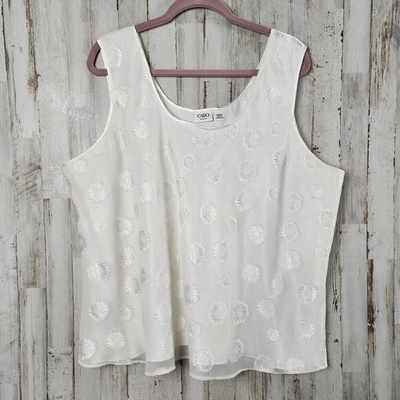 Cato Floral Mesh Tank Top White Size 26-28 - Picture 1 of 9
